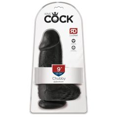 King Cock - dildo tapilla ja kivuksilla - musta 23 cm