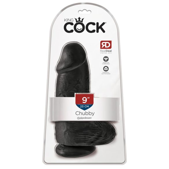 King Cock 9 Chubby - imukuppidildo, kiveä - musta