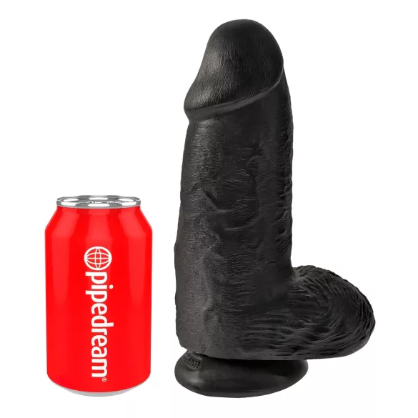 King Cock - dildo tapilla ja kivuksilla - musta 23 cm
