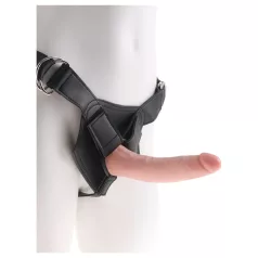   King Cock 7 - kiinnityksellä varustettu dildo valjailla (ihonvärinen)