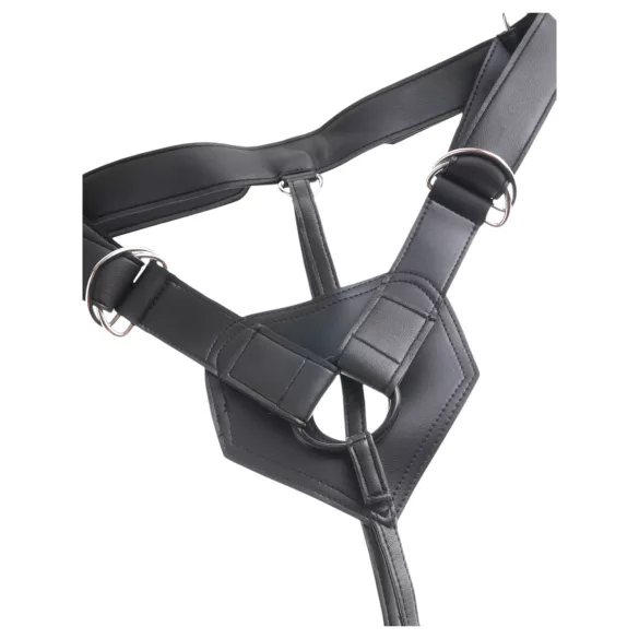 King Cock - Strap-on dildo valjailla - musta 18 cm