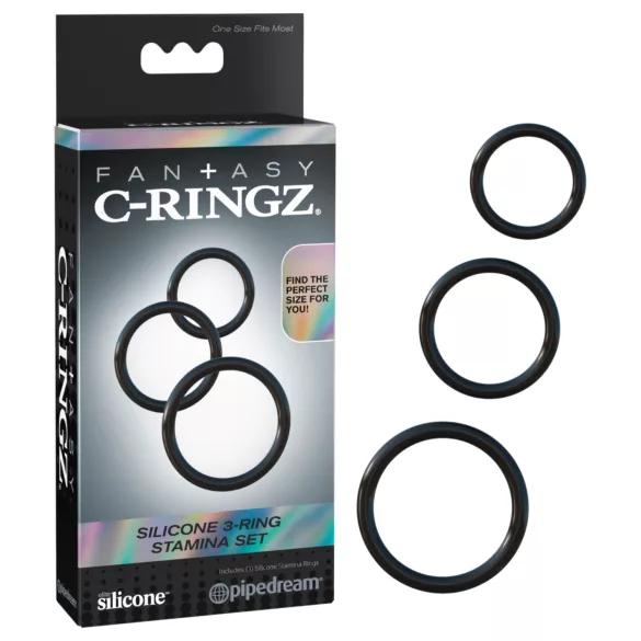 Fantasy C-Ringz - penisrengassetti 3 kpl - musta