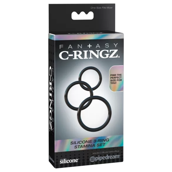 Fantasy C-Ringz - penisrengassetti 3 kpl - musta