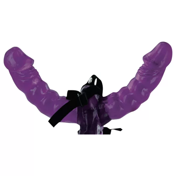 Fetish - tupladildo valjailla - musta - strap-on