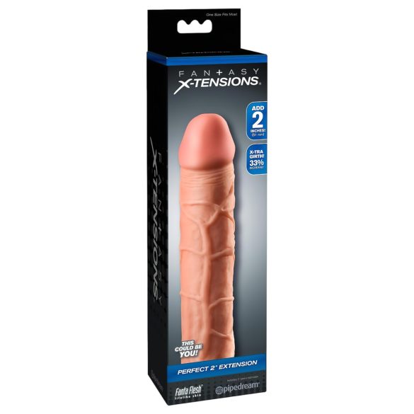 X-TENSION Perfect 2 - aidon tuntuinen penisjatke (20,3 cm) - luonnollinen