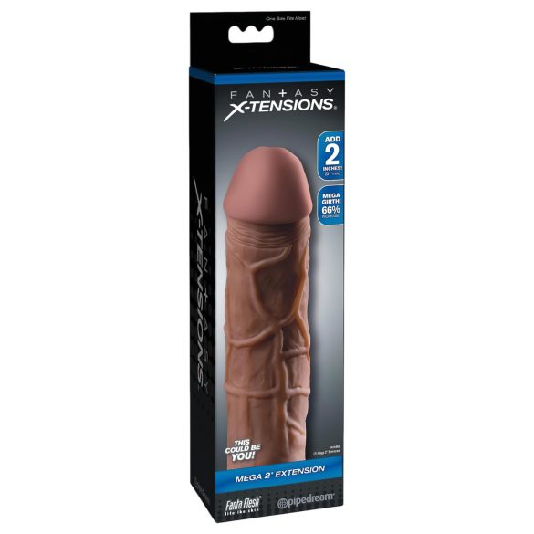 X-TENSION Mega 2 - aidon tuntuinen penisholkki (20,3 cm) - tumma luonnonsävy