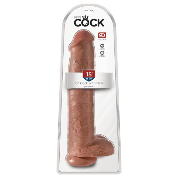King Cock 15 - jättidildo (38 cm) - tumma luonnonväri