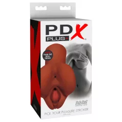   PDX Pick Your Pleasure - 2-in-1 aidonnäköinen masturbaattori (ruskea)