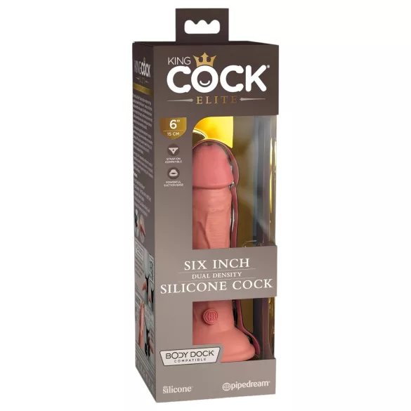 King Cock Elite 6 - realistinen dildo imukupilla 15cm - luonnollinen