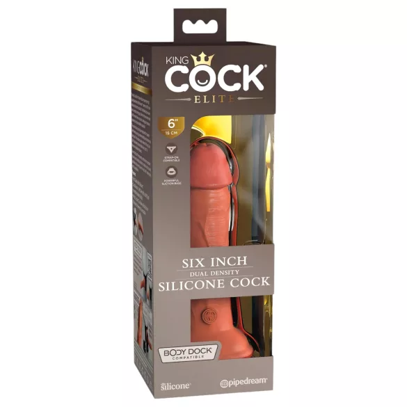 King Cock Elite 6 - realistinen dildoa imukupilla 15cm - tumma