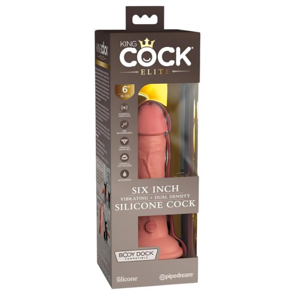 King Cock Elite - vibraattori 15 cm - realistinen - tumma