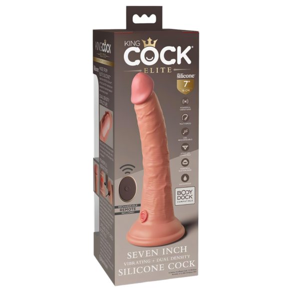 King Cock Elite 7 - kaukosäädin vibraattori tapakupilla 18cm - luonnollinen