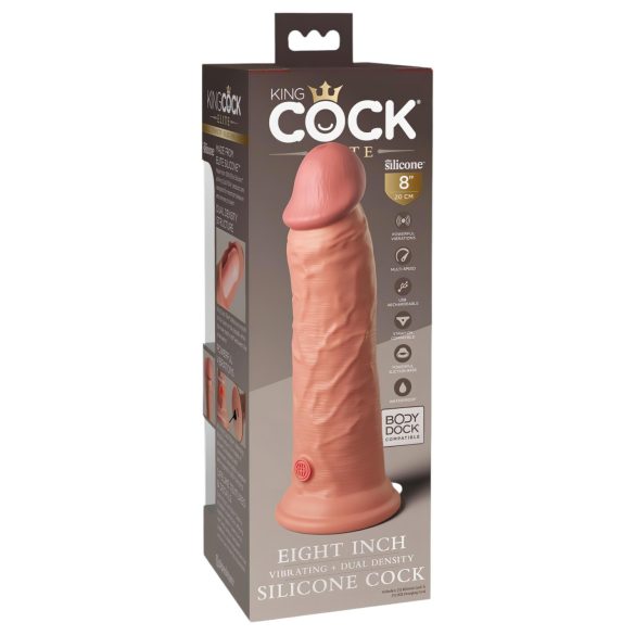 King Cock Elite 8 - dildo imukupilla ja vibraattorilla 20cm - vaalea