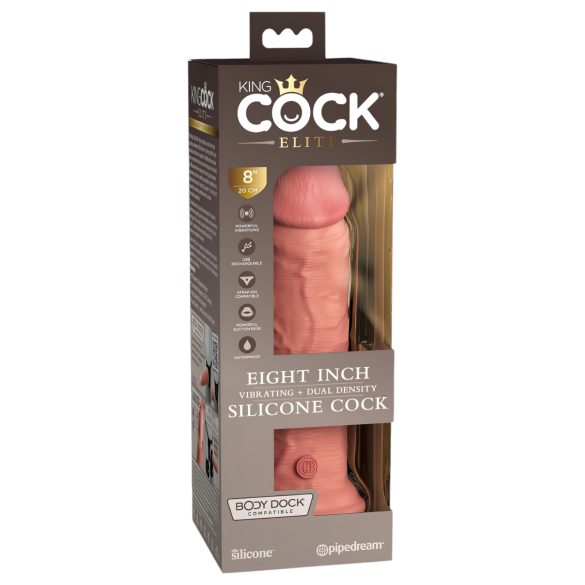 King Cock Elite 8 - dildo imukupilla ja vibraattorilla 20cm - vaalea