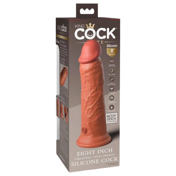 King Cock Elite 8 - realistinen vibraattori 20 cm - tumma beige