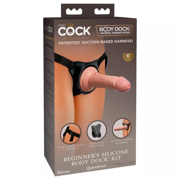King Cock Elite Beginner's - strap-on dildo - aloittelija - silikoni - beige