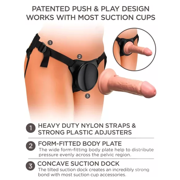 King Cock Elite Beginner's - strap-on dildo - aloittelija - silikoni - beige
