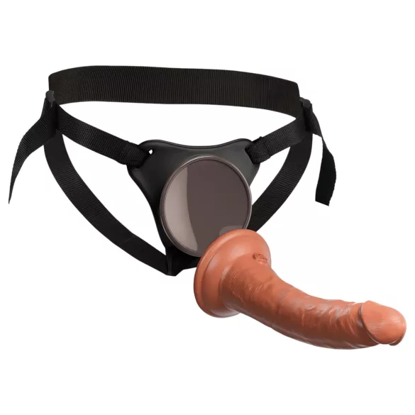 King Cock Elite Comfy - strap-on dildo valjailla - tumma iho