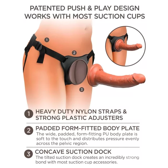 King Cock Elite Comfy - strap-on dildo valjailla - tumma iho