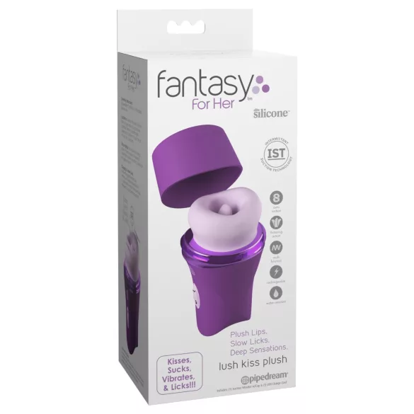 Fantasy For Her Lush Kiss Plush - imevä ja nuoleva klitoriskiihotin (violetti)