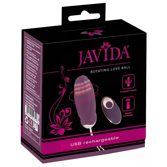 Javida - vibraatiomuna kaukosäätimellä ja pyörivillä helmillä - violetti