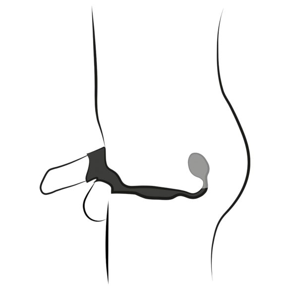 Rebel - penis- ja kivestenrengas anaalivibraattorilla - musta