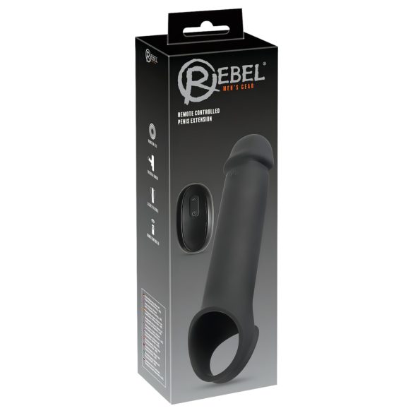 Rebel - ladattava, radio-ohjattu vibraatiopeniskotelo (musta)