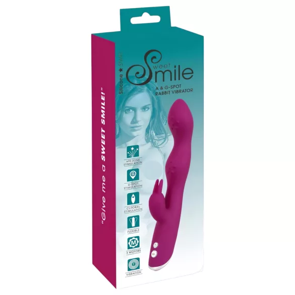 SMILE - vibraattori klitoriskiihottimella ja A-G-pisteelle - silikoninen lila
