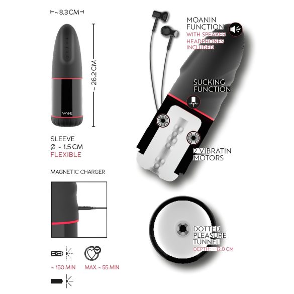 WYNE 02 - masturbointilaite miehille - vibraattori ja imutoiminto