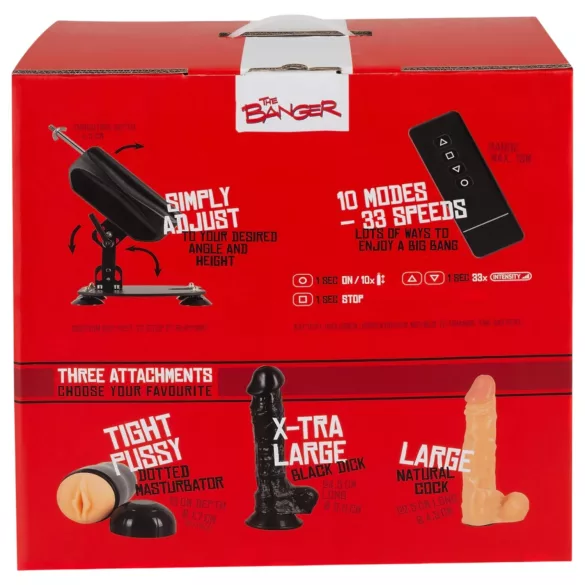 The Banger Fucking Machine - seksikone - 2 dildoja ja 1 tekopimppi