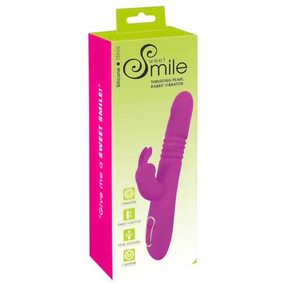 SMILE Rabbit - klitoriskiihotin-varustettu työntävä pyörivä vibraattori - pinkki