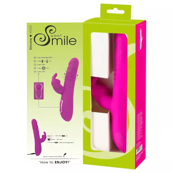 SMILE Rabbit - klitoriskiihotin-varustettu työntävä pyörivä vibraattori - pinkki