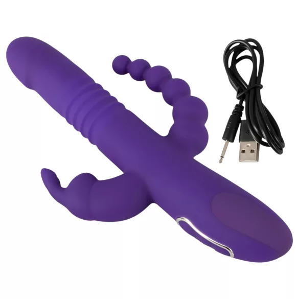 SMILE Triple - vibraattori - kolmella varrella, pyörivä, työntyvä - violetti