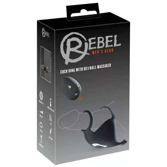 Rebel - ladattava penisrengas ja kivesten värinä - musta