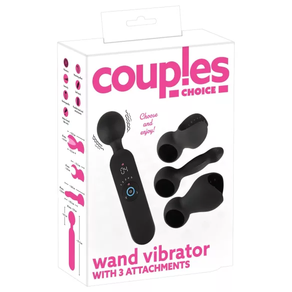 Couples Choice - parivibraattori ladattava lämmittävä hierova silikoninen musta