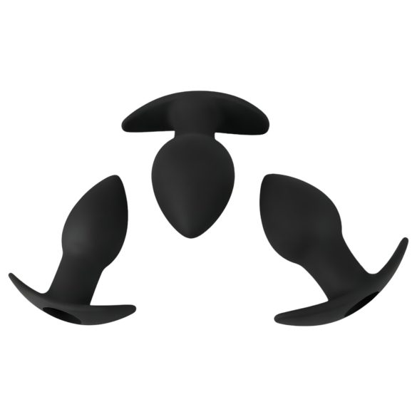 Black Velvets - ladattava anaalivibraattorisetti - 3 osaa - musta