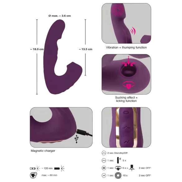Javida - 4-in-1 kielellinen klitoriskiihotin vibraattori (liila)