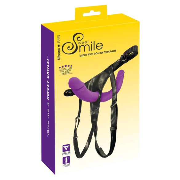 SMILE - Kaksinkertainen strap-on (lila-musta)