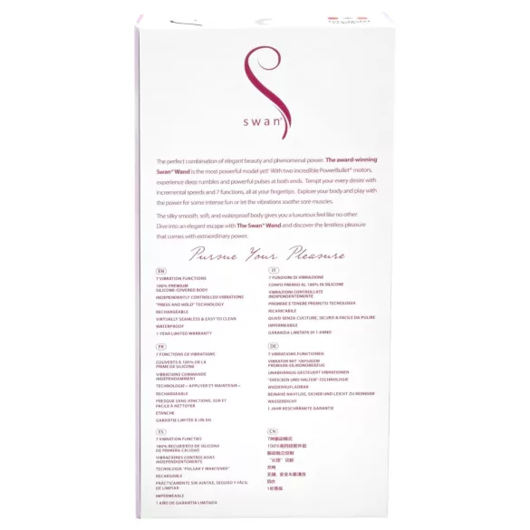 The Swan Wand - ladattava hierontavibraattori - pinkki