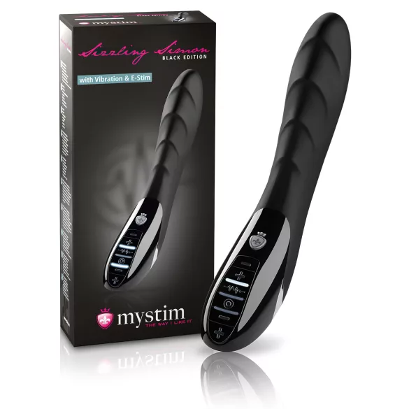 mystim Sizzling Simon - vibraattori sähköstimulaatiolla - musta