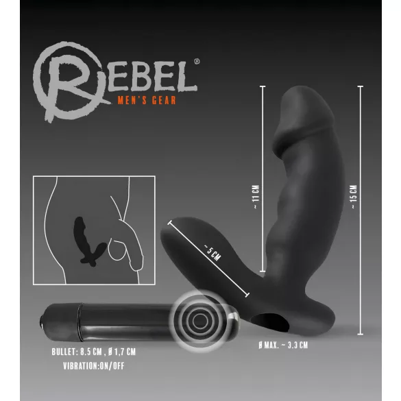 Rebel - peniksellinen prostata-vibraattori (musta)