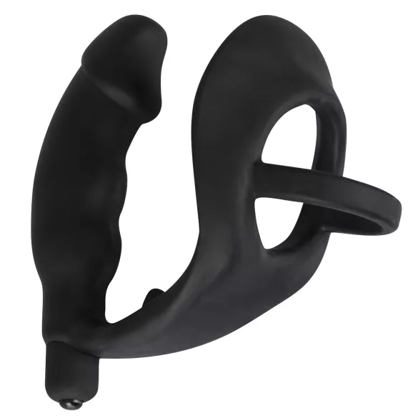 Black Velvets - anaalivibraattori penis- ja kivestenrenkaalla - musta