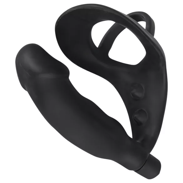 Black Velvets - anaalivibraattori penis- ja kivestenrenkaalla - musta