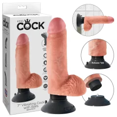 King Cock - vibraattori imukupilla - 18 cm - ihonvärinen