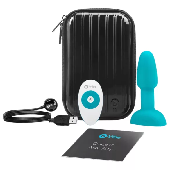 b-Vibe Rimming - pyörivä helmianustappi vibraattorilla - turkoosi