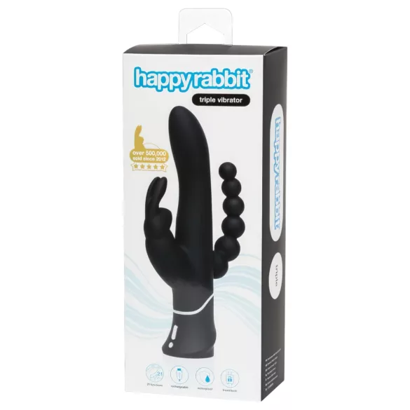 Happyrabbit - vibraattori klitorikselle ja anukselle - ladattava - musta