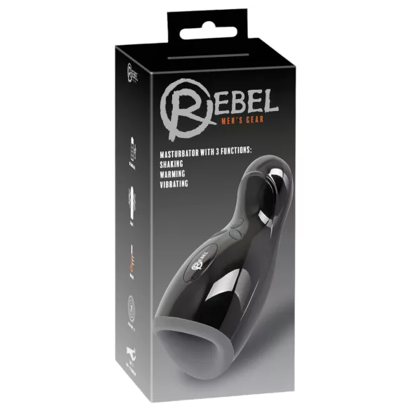 Rebel - lämmitettävä vibraattori liikkuvalla holkilla - musta