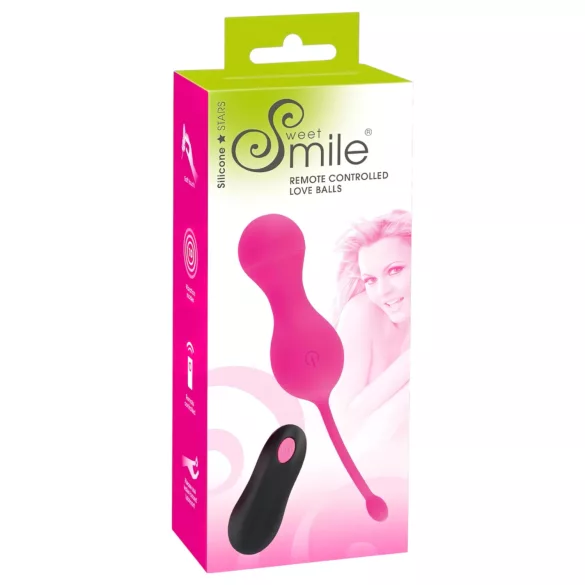SMILE - Vibraattorimuna kaukosäätimellä - ladattava, pinkki