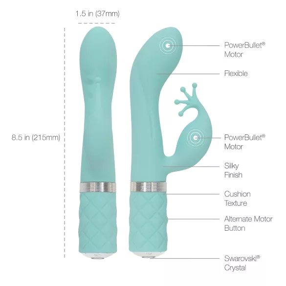 Pillow Talk Kinky - ladattava, 2-moottorinen G-pistevibraattori (turkoosi)