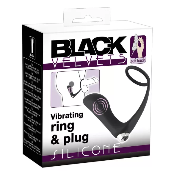 Black Velvets - anaalivibraattori penisrenkaalla - musta
